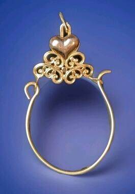 14k Yellow and Rose Gold Two Tone Heart Filigree Charm Holder Pendant